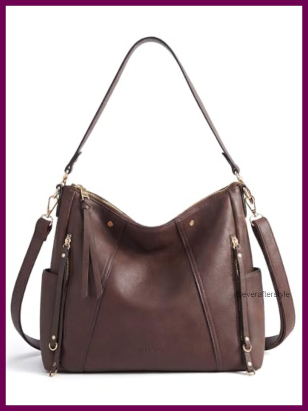 Leather Hobo Crossbody Bag with Dual Straps Large Capacity Purse